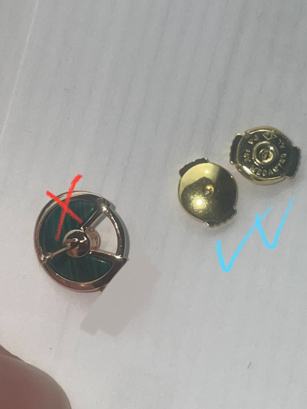 Cartier's Yellow Gold Pushbacks for YOUR Round Green Pin Earrings - Picture 6 of 6